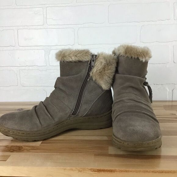 Baretraps suede faux fur ankle winter boots tan beige - Picture 7 of 16